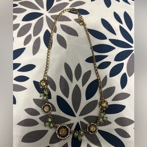 Elegant Gold and Green Floral Necklace